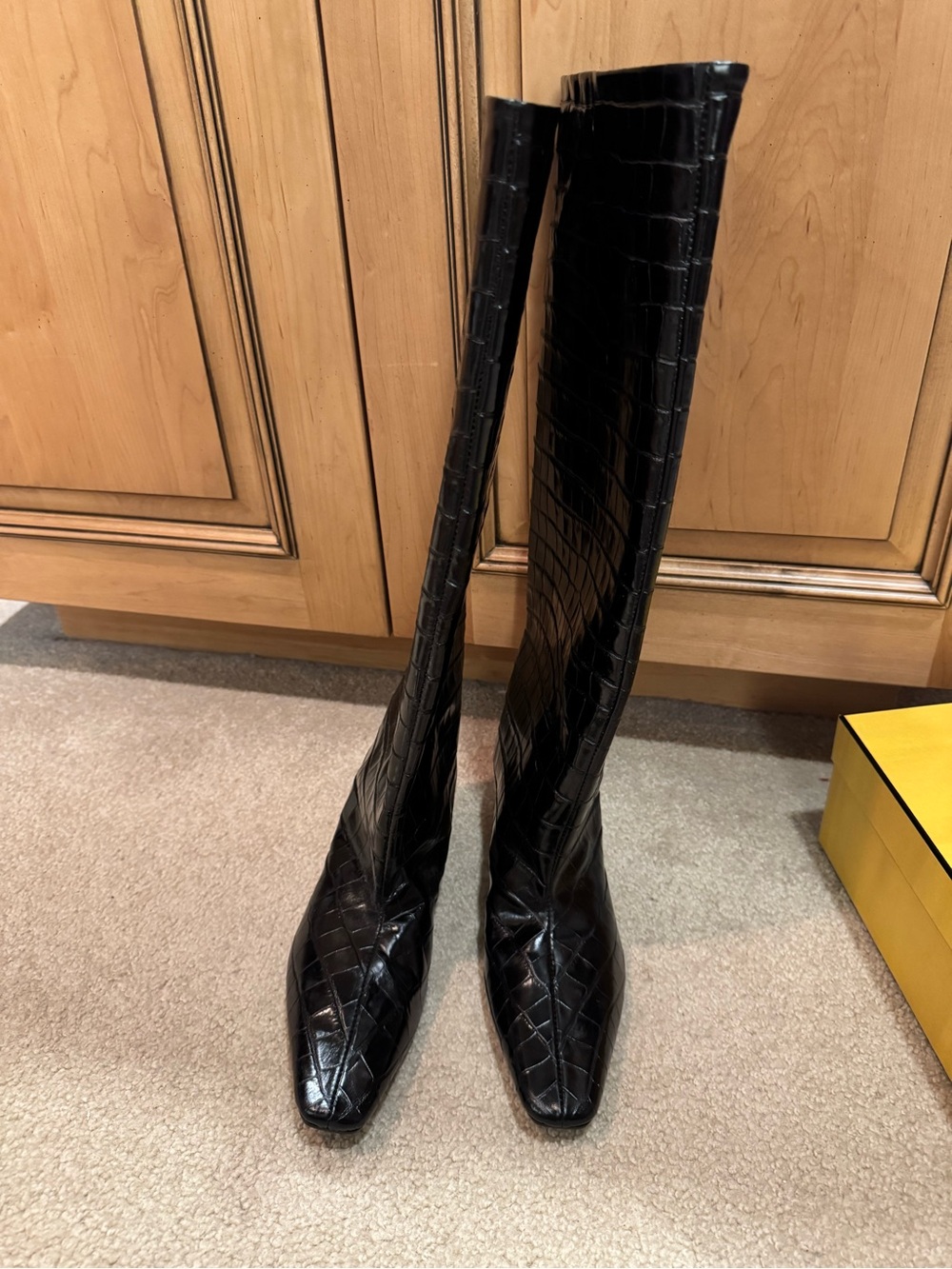 Brand new Toteme Black Croc-Embossed Boots